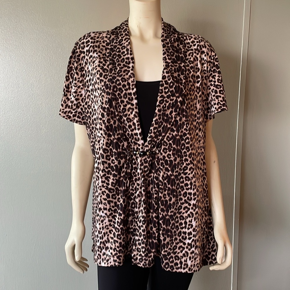 Notations, Leopard Print Blouse, Size 3x - image 1